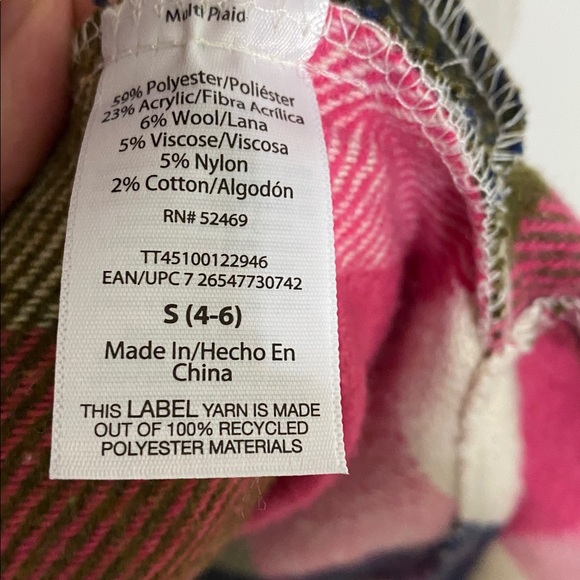 Almost New Olive, Hot Pink, Navy , and Ivory Plaid Shacket Shirt Jacket - Picture 9 of 9